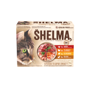 Shelma multipack 12x85g beef,chicken,duck,turkey in gravy